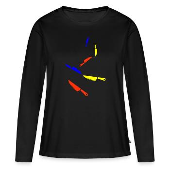 Messer icon - Frauen Premium Bio Langarmshirt - Schwarz - Vorne - Julia (174cm)