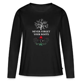 La Libye n’oublie jamais ses racines - T-shirt manches longues Premium bio Femme - noir - Devant - Julia (174cm)