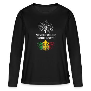 Mali Never Forget Your Roots - Frauen Premium Bio Langarmshirt - Schwarz - Vorne - Julia (174cm)