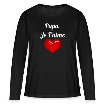 Papa Je T aime - T-shirt manches longues Premium bio Femme - noir - Devant - Julia (174cm)