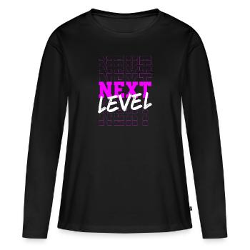 Conception de typographie magenta de niveau supérieur - T-shirt manches longues Premium bio Femme - noir - Devant - Julia (174cm)