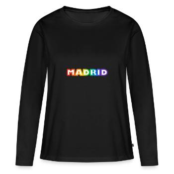 Madrid Rainbow LGBTQ Pride - T-shirt manches longues Premium bio Femme - noir - Devant - Julia (174cm)