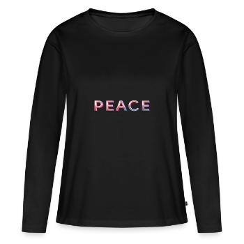 PEACE – La typographie comme expression de la liberté et de la liberté - T-shirt manches longues Premium bio Femme - noir - Devant - Julia (174cm)