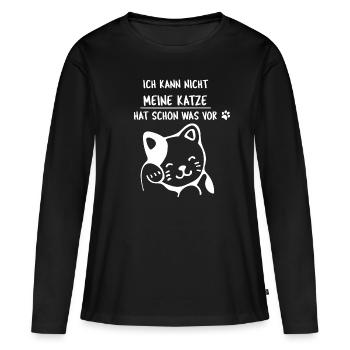 Katze Katzen Kater Geschenk Liebe Siam Maine Coon - Frauen Premium Bio Langarmshirt - Schwarz - Vorne - Julia (174cm)