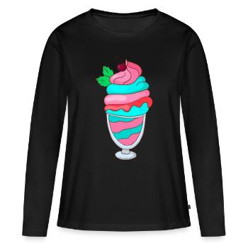 Gobelets à glace - T-shirt manches longues Premium bio Femme - noir - Devant - Julia (174cm)