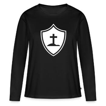Armoiries croisées - T-shirt manches longues Premium bio Femme - noir - Devant - Julia (174cm)