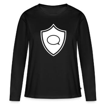 Communication des armoiries à bulles de la parole - T-shirt manches longues Premium bio Femme - noir - Devant - Julia (174cm)