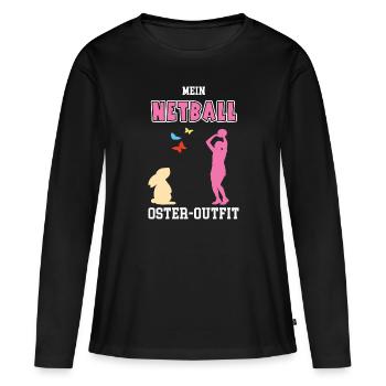 Netball Oster Outfit Ostergeschenk Netballerin - Frauen Premium Bio Langarmshirt - Schwarz - Vorne - Julia (174cm)