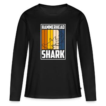 Requin Ailerons de requin Voile Poisson prédateur - T-shirt manches longues Premium bio Femme - noir - Devant - Julia (174cm)