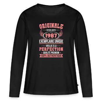 Anniversaire 35 ans - Originale - 1987 - T-shirt manches longues Premium bio Femme - noir - Devant - Julia (174cm)