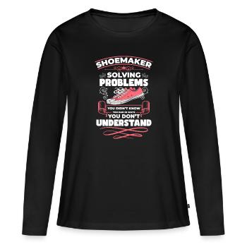 Travail cordonnier Travaux Artisans - T-shirt manches longues Premium bio Femme - noir - Devant - Julia (174cm)
