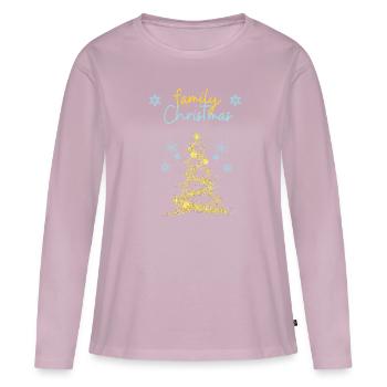family christmas - T-shirt manches longues Premium bio Femme - rose poudré - Devant - Julia (174cm)