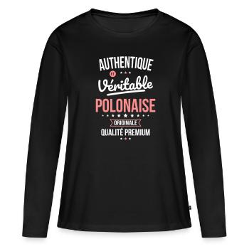 Authentique et véritable Polonaise - Originale - T-shirt manches longues Premium bio Femme - noir - Devant - Julia (174cm)