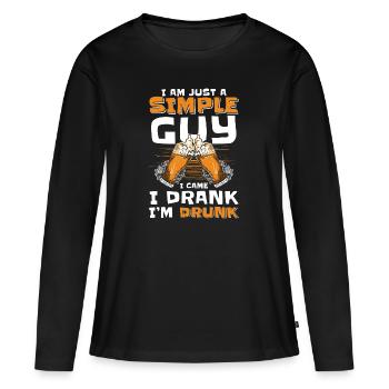 Les alcooliques boivent de l’alcool - T-shirt manches longues Premium bio Femme - noir - Devant - Julia (174cm)