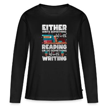 Auteur Littérature Auteur Auteur de livre - T-shirt manches longues Premium bio Femme - noir - Devant - Julia (174cm)