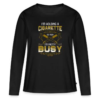 Tabak Nikotin Rauchverbot Droge - Frauen Premium Bio Langarmshirt - Schwarz - Vorne - Julia (174cm)