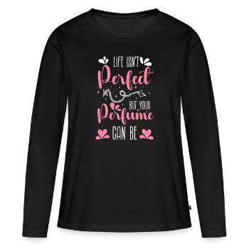 Flacon de parfum Parfums de parfumeur - T-shirt manches longues Premium bio Femme - noir - Devant - Julia (174cm)