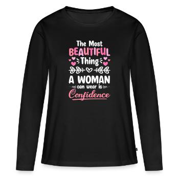 Célébration de l’émancipation féminine de la femme - T-shirt manches longues Premium bio Femme - noir - Devant - Julia (174cm)