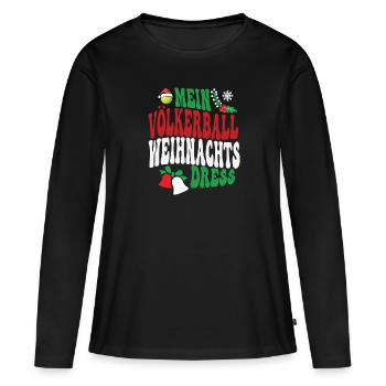 Weihnachten Völkerball Spielerin Völkerballspieler - Frauen Premium Bio Langarmshirt - Schwarz - Vorne - Julia (174cm)