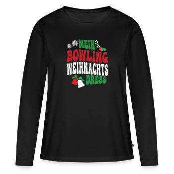 Weihnachten Bowling Spielerin Bowlingspielerin - Frauen Premium Bio Langarmshirt - Schwarz - Vorne - Julia (174cm)