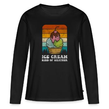 Softeis Kugel Waffeleis - Frauen Premium Bio Langarmshirt - Schwarz - Vorne - Julia (174cm)