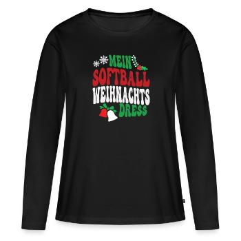 Weihnachten Softball Spielerin Softballspielerin - Frauen Premium Bio Langarmshirt - Schwarz - Vorne - Julia (174cm)