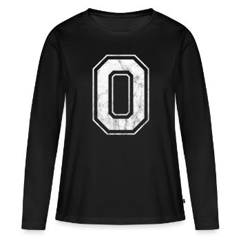 Zahl 0, Null - Frauen Premium Bio Langarmshirt - Schwarz - Vorne - Julia (174cm)