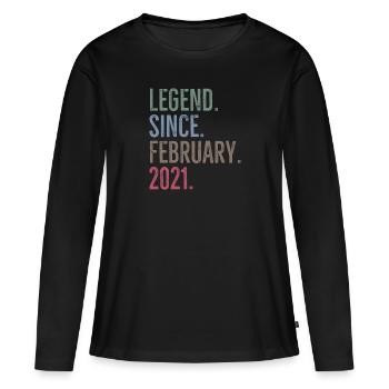 Legend Since February 2021 - Women's Premium Organic Long Sleeve Shirt - black - Front - Julia (174cm)