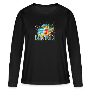 Beachgirl Schirmchengetränk - Frauen Premium Bio Langarmshirt - Schwarz - Vorne - Julia (174cm)