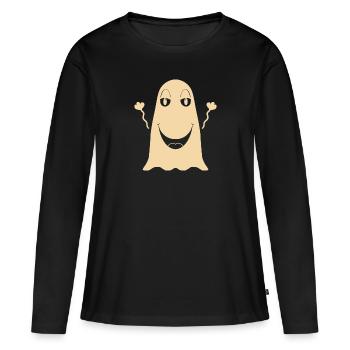 Geisti le sympathique fantôme - T-shirt manches longues Premium bio Femme - noir - Devant - Julia (174cm)