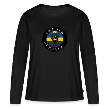 Uppsala Suède - T-shirt manches longues Premium bio Femme - noir - Devant - Julia (174cm)