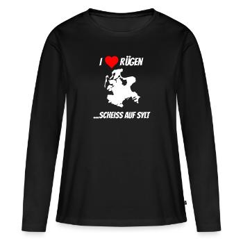 I Love Ruegen lustiger Spruch scheiss auf Sylt - Frauen Premium Bio Langarmshirt - Schwarz - Vorne - Julia (174cm)
