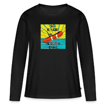 Seenotrettung ist kein Verbrechen - Frauen Premium Bio Langarmshirt - Schwarz - Vorne - Julia (174cm)