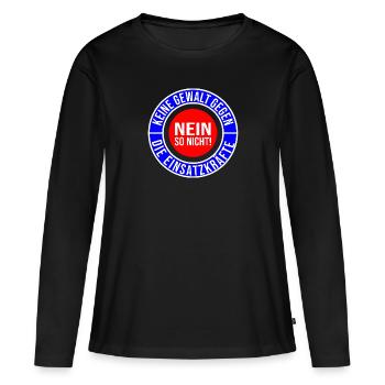 KEINE GEWALT GEGEN DIE EINSATZKRÄFTE - Frauen Premium Bio Langarmshirt - Schwarz - Vorne - Julia (174cm)