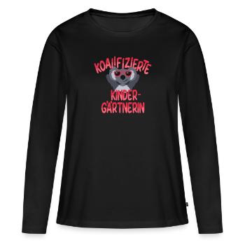 Qualifizierte Kindergärtnerin Spruch Koala Lustig - Frauen Premium Bio Langarmshirt - Schwarz - Vorne - Julia (174cm)