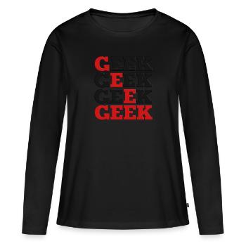 Geek - T-shirt manches longues Premium bio Femme - noir - Devant - Julia (174cm)