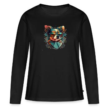 Les hipsters chihuahua avec des lunettes de soleil tendance - T-shirt manches longues Premium bio Femme - noir - Devant - Julia (174cm)