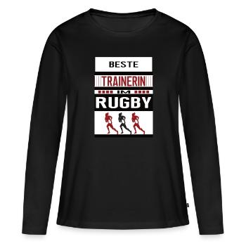 Rugby Trainerin Beste Rugbytrainerin Rugbytraining - Frauen Premium Bio Langarmshirt - Schwarz - Vorne - Julia (174cm)
