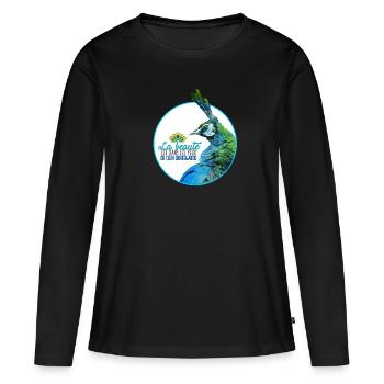 Paon - T-shirt manches longues Premium bio Femme - noir - Devant - Julia (174cm)