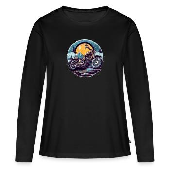 Moto chopper - T-shirt manches longues Premium bio Femme - noir - Devant - Julia (174cm)