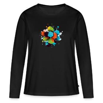 Les cubes - T-shirt manches longues Premium bio Femme - noir - Devant - Julia (174cm)
