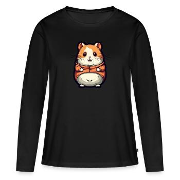Mignon hamster - T-shirt manches longues Premium bio Femme - noir - Devant - Julia (174cm)