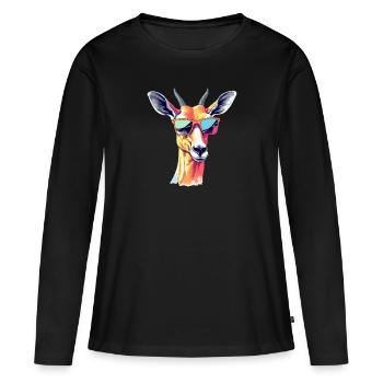 Mila impala - T-shirt manches longues Premium bio Femme - noir - Devant - Julia (174cm)