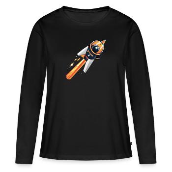 Fusée allant dans l'espace - T-shirt manches longues Premium bio Femme - noir - Devant - Julia (174cm)