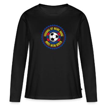 BASEL - Frauen Premium Bio Langarmshirt - Schwarz - Vorne - Julia (174cm)