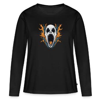 Scream Creepy Mask Halloween - Women's Premium Organic Long Sleeve Shirt - black - Front - Julia (174cm)