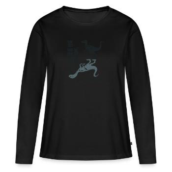 Velociraptor mieux cacher, Dino - T-shirt manches longues Premium bio Femme - noir - Devant - Julia (174cm)
