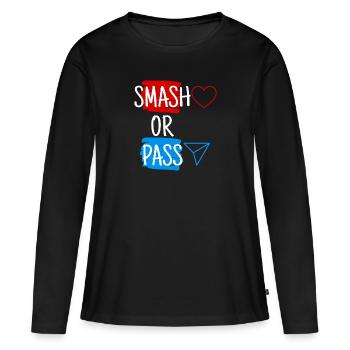 Écraser ou passer - T-shirt manches longues Premium bio Femme - noir - Devant - Julia (174cm)