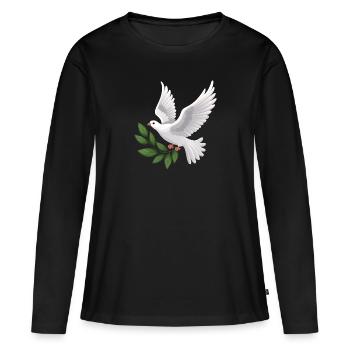 Dove of Peace with Olive Branch - PeaceStatement - Women's Premium Organic Long Sleeve Shirt - black - Front - Julia (174cm)