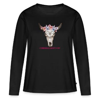Cœur occidental - T-shirt manches longues Premium bio Femme - noir - Devant - Julia (174cm)